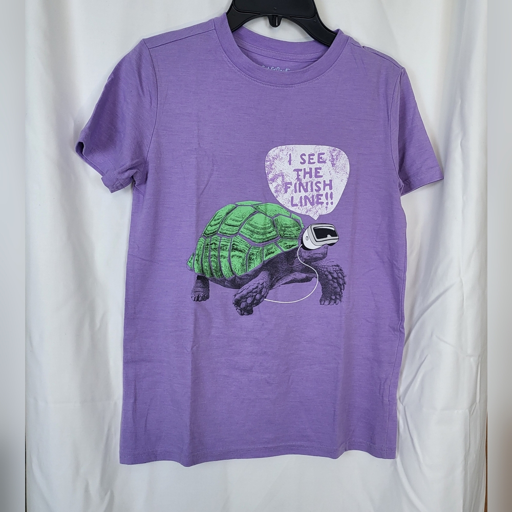 Cat & Jack Boys Purple Turtle Casual Short Sleeve School Tee M 8/10